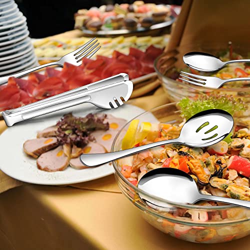 Homikit 8 Pieces Stainless Steel Serving Utensils Set, Metal Catering Banquet Buffet Serving Spoons Forks Tongs Set For Home Restaurant Party, Mirror Polished, Dishwasher Safe #TOP3