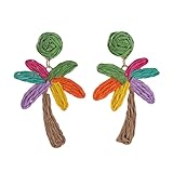 YIQPKUM Pendientes Palmera Tropical para Mujer Declaración Ligero Artesanal Tejido Joyería Playa Verano Charmes Regalos (Multicolor)