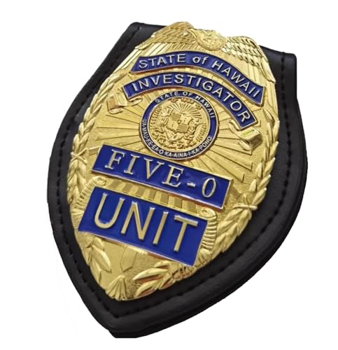 DOGOZ États-Unis État d'Hawaï enquêteur Five-0 unité Insigne avec étui en Cuir incrusté, Accessoire de décoration de Costume
