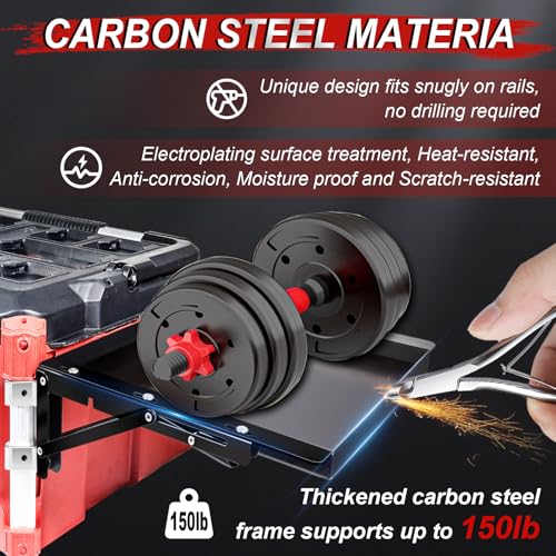 Powerful Magnetic Kit Compatible with Mil.waukee Packout Toolbox, Folding Table Top Compatible with Mil.waukee Packout, Tool Tray Side Bracket Compatible with Rails, No Drilling
