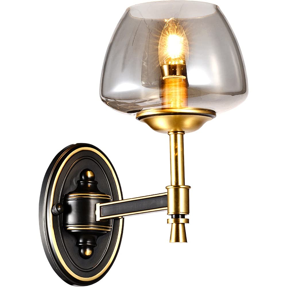 Olskfuh Light/Gray/Black European Wall Postmodern American Sconce Wall S Transparent Glass Lampshade Wall Lamp Single Copper Gold Matching Bracket E14 Base Wall Ing Com,