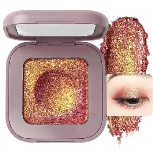 Enfuntins Duochrome Glitter Eyeshadow, Ultra-Fine Color Shifting Metallic Shimmer, High Pigment Holographic Single Eye Makeup, Long Lasting & Buildable Eye Shadow (7# Coppery Bronze Sparkle)