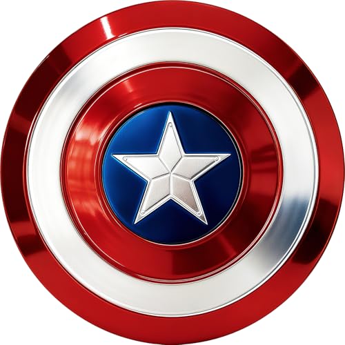 YMMAALE Captain Metal Shield,18.7'' Cosplay Captain Shield,Captain Warrior Round Shield,Halloween Costume Accessory Toy,Roleplay Prop,Birthday Gift