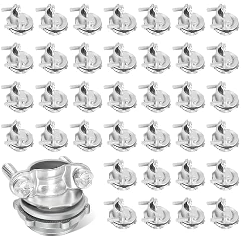 Dpwrrot 36 Packs 1/2" Cable Connectors for Romex, Zinc Alloy Wire Clamps for Metallic Conduit Protect Cables, NM Cables, Electrical Box, Silver-Zinc Cover