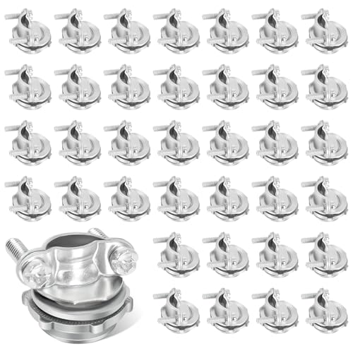 Dpwrrot 36 Packs 1/2 Cable Connectors for Romex Zinc Alloy Wire Clamps for Metallic Conduit Protect Cables NM Cables Electrical Box Silver-Zinc