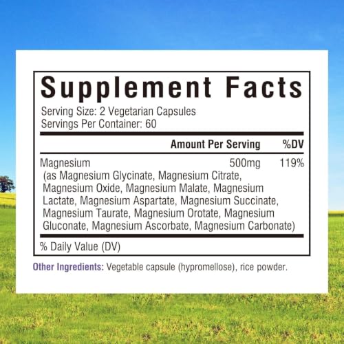 Image of Innate Vitality 12-in-1 Magnesium Complex, 500 mg Elemental Mag, with Magnesium Glycinate Malate Taurate Aspartate & More, Non-GMO, for Nerves, Sleep, Heart, Energy, 120 Veg Caps