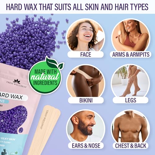 Tress Wellness Waxing Kit for Brazilian Wax - Easy to Use - For Sensitive Skin - Digital Display, Teal to Purple