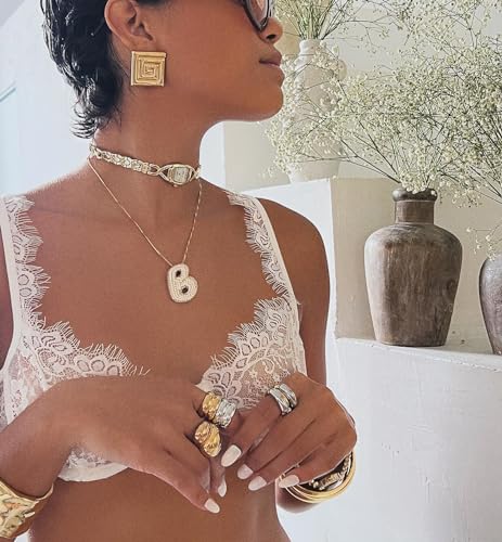 Bubble Letter Necklace, 14k Gold/Silver Balloon Initial Diamond Pendant Chain Necklace Dainty Pave Jewelry Gift for Women2