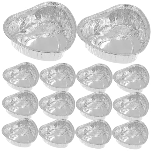 Cabilock Unique Heart Shape Tin Box Aluminum Foil Tart Pans Mini Pies Baking Cups Easy Cleanup