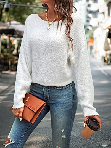 WDIRARA Women's Boat Neck Long Sleeve Sweater Casual Pullovers Tops4