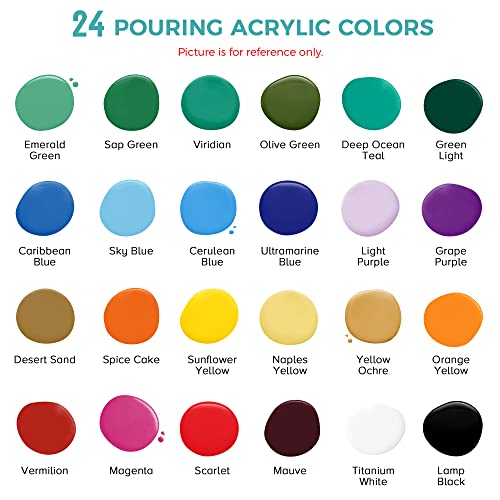 Viswin Acrylic Pouring Paint Set, Set Of 24 Bottles (2.03Oz/60Ml), Pre-Mixed High Flow Artist Pouring Paint Kit With Silicone Oil, Cups, Gloves, Canvas, Pouring Painting Art Supplies #TOP1