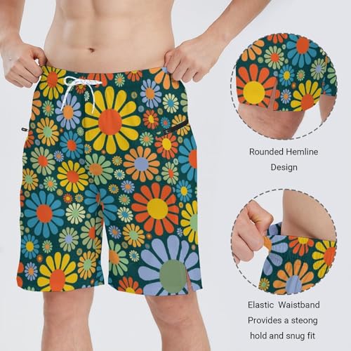 Mens Swim Trunks with Compression Liner Bathing Suits 9" Inseam Quick Dry Beach Shorts with Zipper Pockets Swimming Shorts3