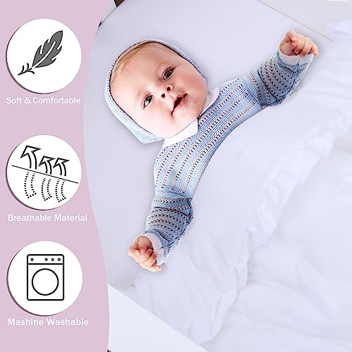 Image of Cloele 3 Pieces Baby Crib Bedding Set- Solid Ruffle Quilted Set Includes Comforter Fitted Sheet Crib Skirt for Boys and Girls - Cute Ruffled Nursery Crib Standard Size Baby Bedding Set White