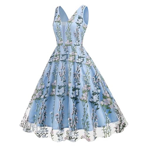 Summer Floral Embroidery Tulle Dress for Women Flower Embroidered Wedding Guest Formal Prom Party Homecoming Dresses2