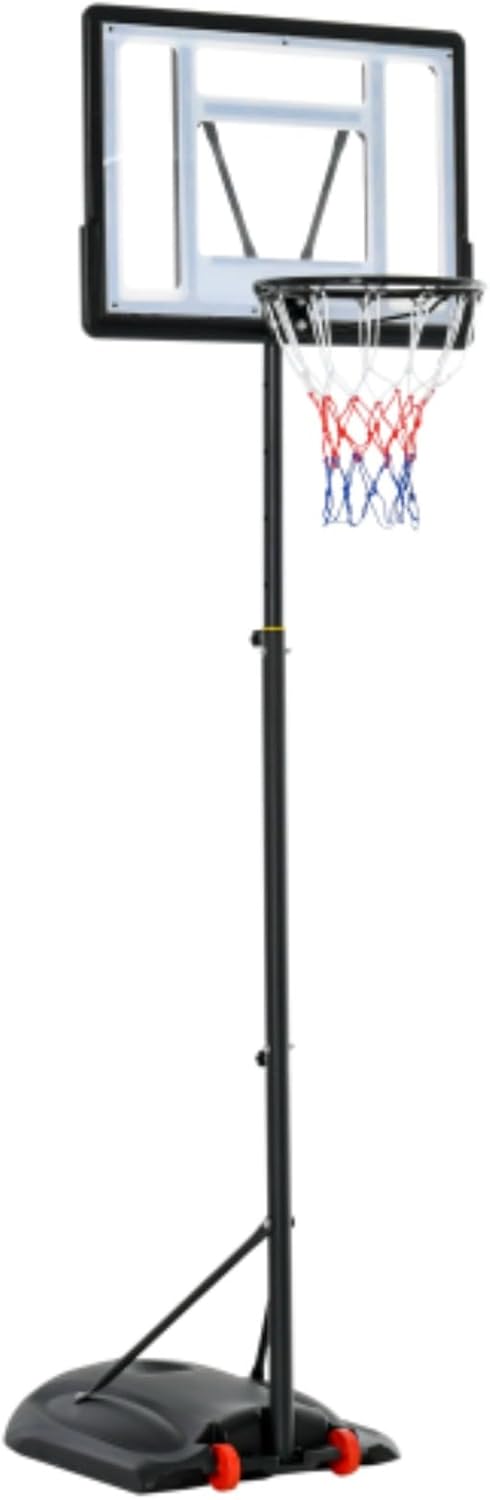 Outdoor Basketball Stand, Portable Basketball Stand, 5.5 Ft - 7.5 Ft Height Adjustable, with 33 Inch Backboard and Wheels, Suitable for Children, Teenagers and Adults