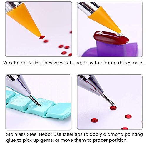 image for Vikerer 2 Pack Rhinestone Picker, Diamond Painting Dotting Pen Dual-en