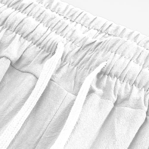 Hawyet Mens Linen Pants Straight Leg Lightweight Breathable Elastic Waist Drawstring Lounge Pants with Phone Pockets4