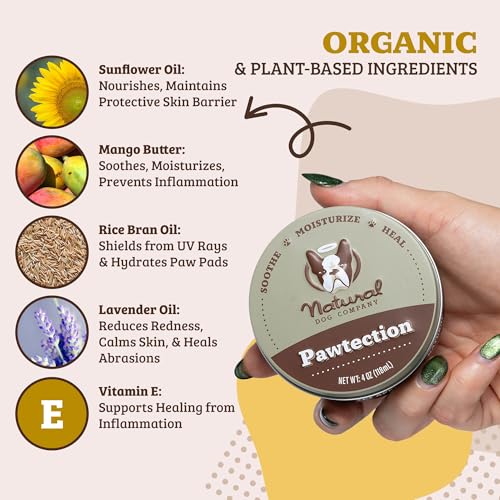 Image of Natural Dog Company PawTection Dog Paw Wax, 1 oz Tin | Hot Pavement & Sand Protection, Waxy Barrier Balm, Non-Toxic & Lick Safe, For Summer Walks & Hiking