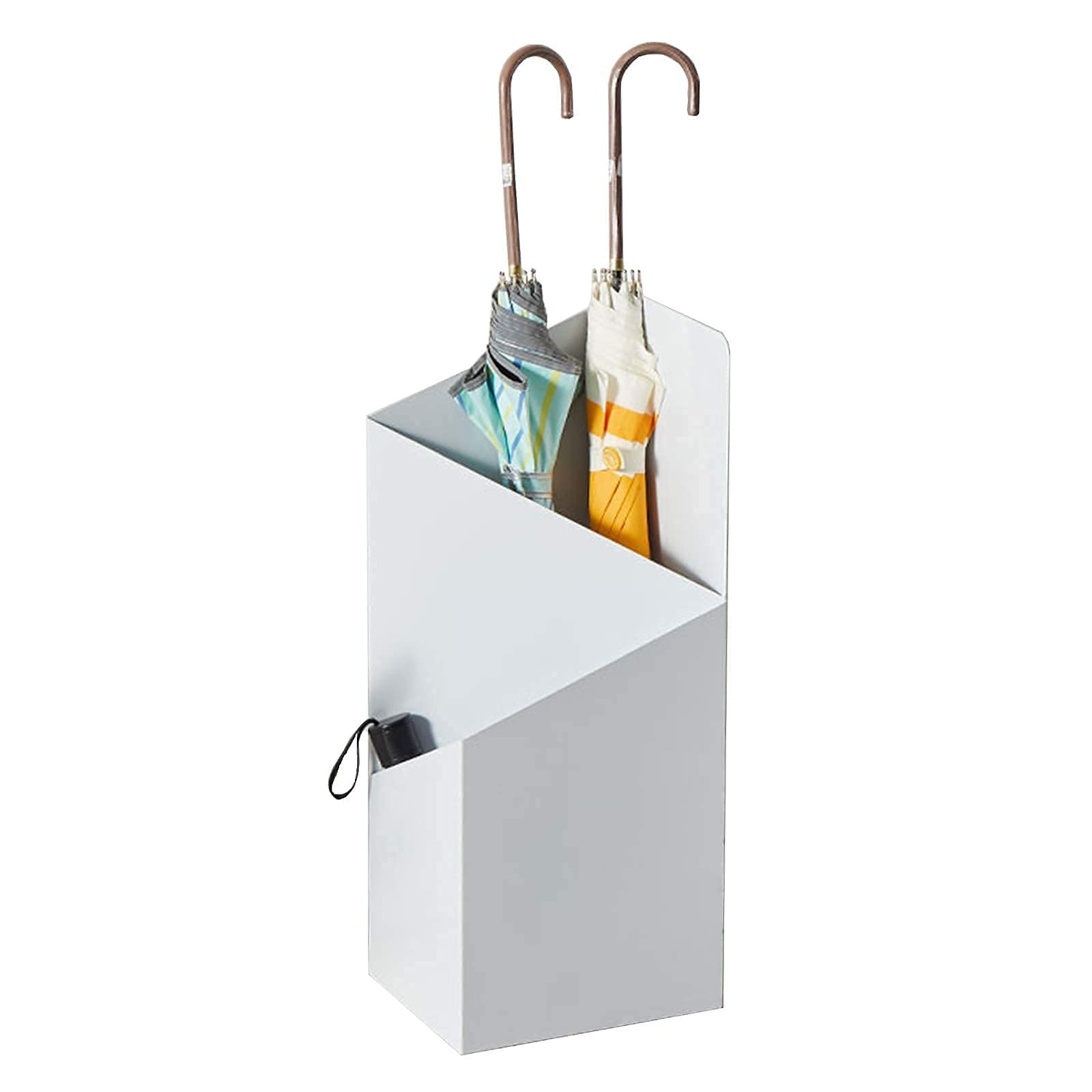 SaryEdge Floor-Standing Umbrella Storage Bucket, Nordic Wrought Iron Umbrella Stand for Entryway, Hallway, Office - Modern and Functional Organizer,White,White