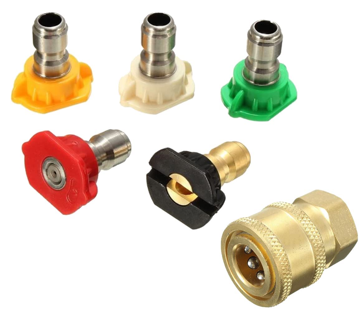 Pressure Washer Gun Spray Nozzle Tips - Multi Degree Quick Change | Foam Lance Cannon Adjustable Jet Wash | Fits Electric & Gas Machine 1/4 inch, Pack of 5 (Nozzle With QRC)-image-37