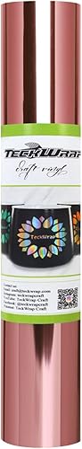 TECKWRAP Rollo de vinilo adhesivo cromado color oro rosa, 1 x 5 pies