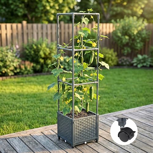 Image of Tomato Planter Box with Trellis 41.3 inch, Tomato Garden Bed with Planters Cage