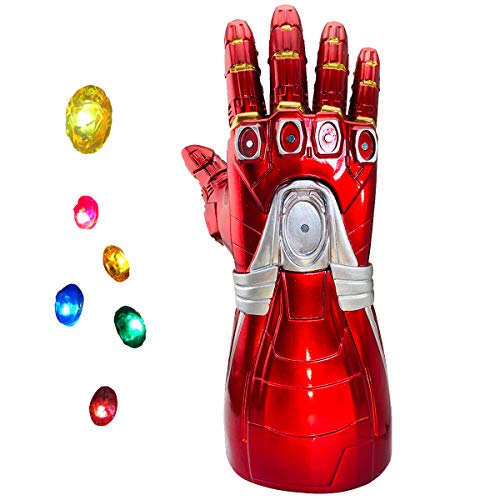 yacn Iron Man Infinity Gauntlet Iron Man Glove LED avec Aimant Amovible Infinity Stones-3 Flash Mode Iron Man Cosplay pour Adulte