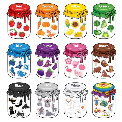 12Pcs Wooden Magnetic Color Sorting 72 Fridge Magnets for Kids