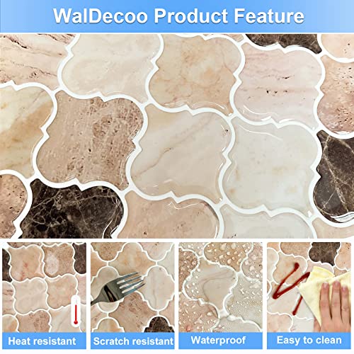 Thicker, Waldecoo Arabesque Peel And Stick Wall Tiles, Premium Brown 3D Self Adhesive Tile Stickers Stick On Backsplash For Kitchen, Marble Peel And Stick Backsplash For Kitchen (10 Tiles, 12”× 12”) #TOP2