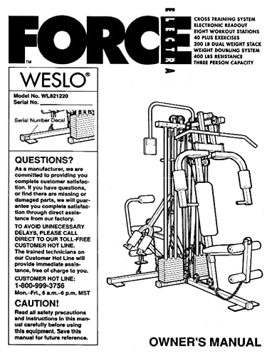 Manual de propietario Icon Health & Fitness, Inc. para sistema de fuerza Weslo Electra - modelo WL821220 miniatura 2