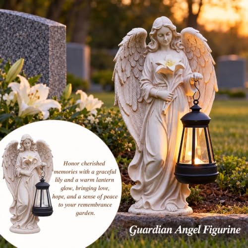 Lyeasw Solar Angel Statue with Lantern, Garden Decor, Gifts for Mom | lily angel with a warm solar lantern for garden decor, remembrance and thoughtful gifts. - image 2