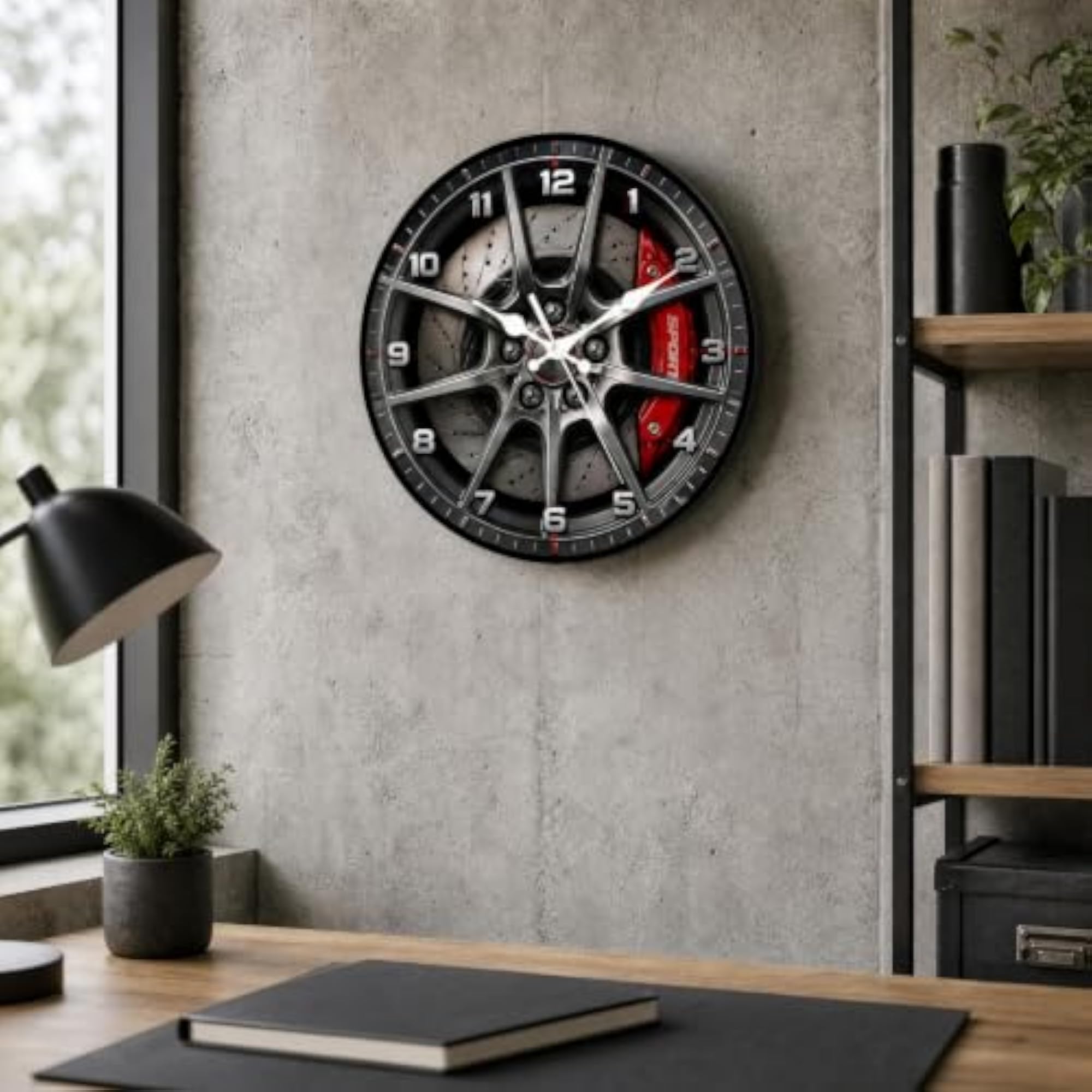 Wheel-Wall-Mounted Clock, Decorative Round Wall Clock