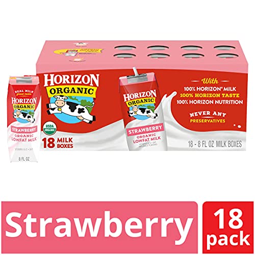 Horizon Organic Shelf-Stable 1% Low Fat Milk Boxes, Strawberry, 8 Fl OZ(Pack of 18) - Thumbnail 2
