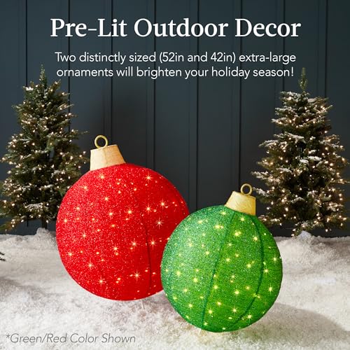 Best Choice Products 2pc Lighted Pop-Up Outdoor Christmas Ornament Set, Holiday Ball Decoration w/ 220 LED Lights, 8 Light Functions - Red/Gold - Image 4