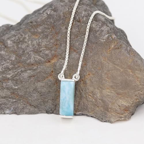 Collier Larimar argent sterling 925 avec pendentif pierre bleue gemme - 5