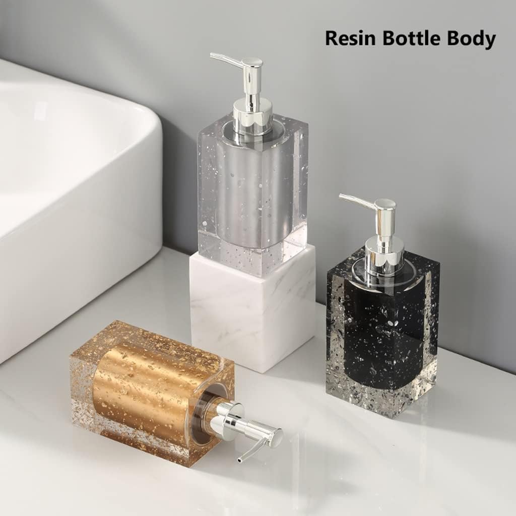 soap Dispenser,Bathroom Accessories, Resin Lotion Soap Dispenser Pump, Shower Gel Shampoo Dispensing Bottle Soap Liquid Bottle for Kitchen, Bathroom Countertops, Ice Flower Effect (Color : Champagne