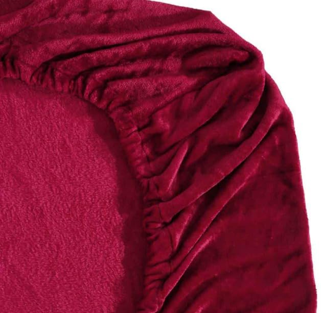 Image of Sands Flannel 300 TC Luxurious Bedsheets for Winter, King Size Fitted Warm Double Bedsheet, 72 x 78 x 10 inches, with 2 Pillow Covers (Maroon)