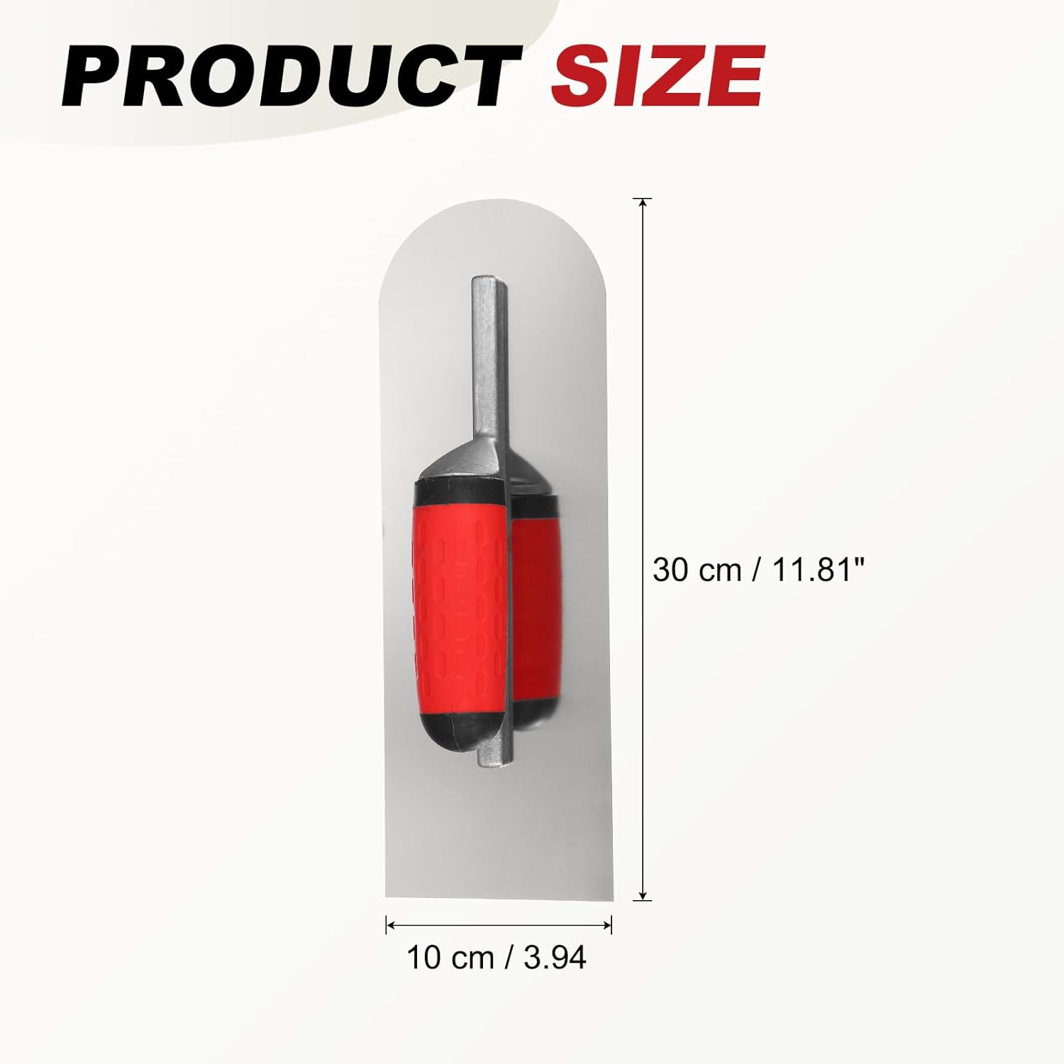 HARFINGTON 2 PCS Single Round Drywall Trowel 12" x 4", 402 Stainless Steel Concrete Finishing Trowel Art Paint Plastering Hand Tools with TPE Grip, for Concrete Cement, Silver