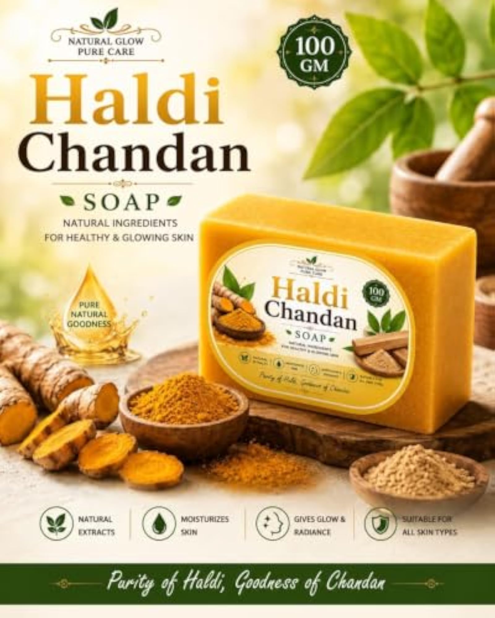 Natural Glow Haldi Chandan Soap for Healthy Glowing Skin
