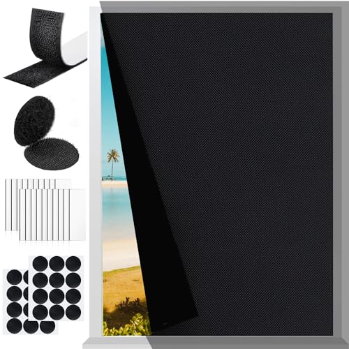EUIQUE Portable Blackout Curtains for Bedroom Window (Upgraded 420D Fabric), Blackout Blinds Shades No Drill Travel Blackout Window for Nursery Room RV Car, 40 x 57 inch (2-Sided Black)