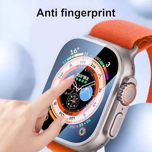 Image of Full Glue Tempered Glass Screen Protector Compatible For Apple Watch Ultra (49Mm) Glass Film (Pack Of 1) With Easy Installation Kit for Smartwatch [Black]