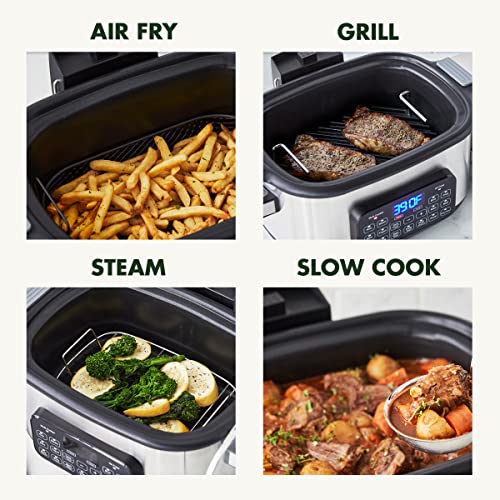 GreenPan-Matte-Black-13-in-1-Air-Fryer-Slow-Cooker-Grill-Presets-to-Steam-Saute-Broil-Bake-and-Cook-Rice-Healthy-Ceramic-Nonstick-and-Dishwasher-Safe-Parts-Easy-to-use-LED-Display