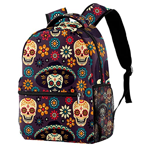 Sac à dos motif mexicain fleurs et crâne pour ados dynamiques