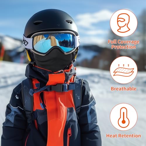 Labeol 2 Pack Kids Balaclava Ski Mask, Winter Face Mask for Boys Girls, Windproof Face Cover with Adjustable Drawstring4