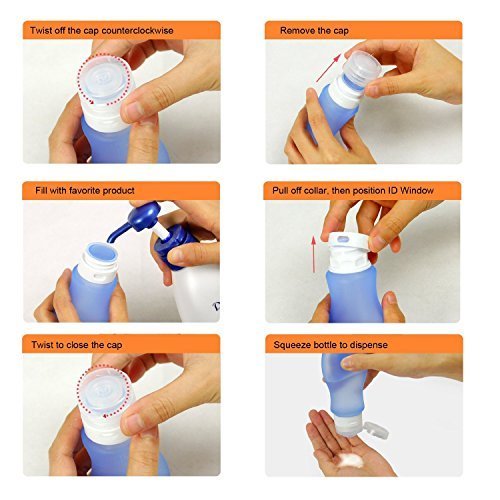 MyFriday HuaRui Suction Cup Outdoor Silicone Travel Bottle 89ml Capacity (6 Pack)