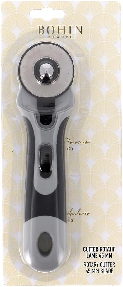 Bohin Rotary Sharp Blade Glides Cutter for Patchwork and Sewing Projects, 45mm, Multicolor