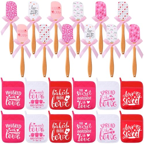 Maxcheck 24 Pcs Valentine's Day Silicone Spatula Pot Holders Set ...
