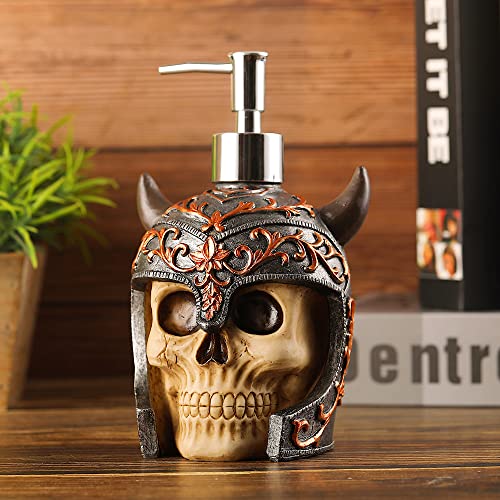 Dispensador de jabón de calavera Viking con bomba a prueba de óxido, botella de loción líquida recargable para baño, dormitorio y cocina Cover