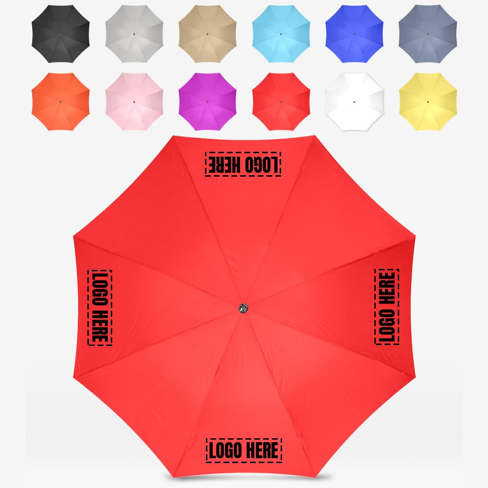 LACOMENYPersonalised Custom Print 4 Areas with Your Logo Message or Photo Umbrella-Yellow Travel Folding Umbrellas for Windproof Sun Rain Design Monogrammed Foldable Umbrella Gift for Women Men Friend