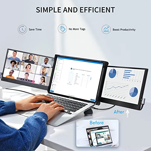 Image of P2 Triple Portable Monitor for Laptop Screen Extender 12 Inch Dual Monitors Extender FHD 1080P IPS Display Type-C /HDMI /USB-A /Speakers for 13-16 Inch Notebook Computer Windows Mac Phone